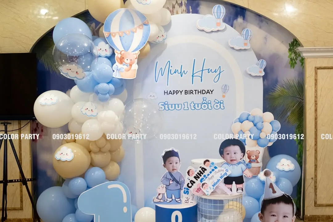 Nhấn để phóng to Chúc mừng Minh Huy tròn 1 tuổi – Bầu trời xanh mở tiệc 🎈 – ảnh 3