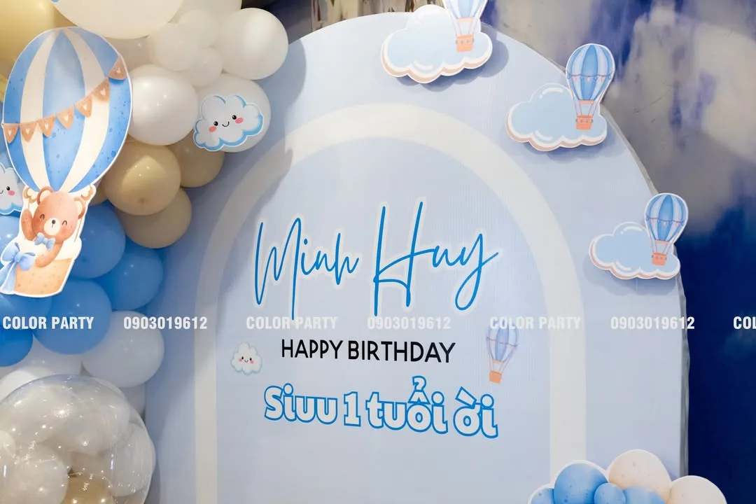 Nhấn để phóng to Chúc mừng Minh Huy tròn 1 tuổi – Bầu trời xanh mở tiệc 🎈 – ảnh 1